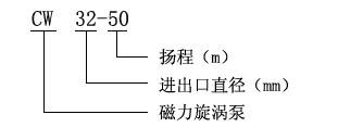CW型磁力驅(qū)動(dòng)旋渦泵型號(hào)意義