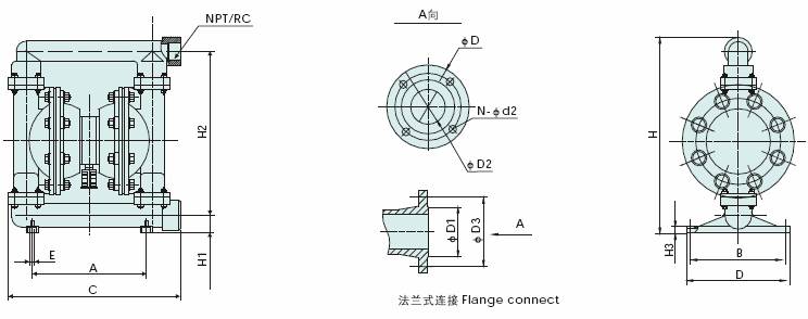 QBY/K鋁合金氣動隔膜泵安裝圖